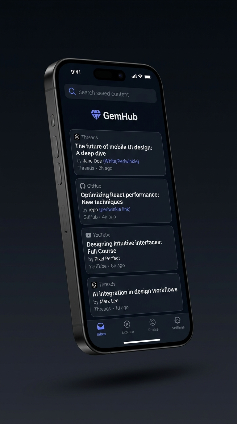 GemHub app screenshot dark